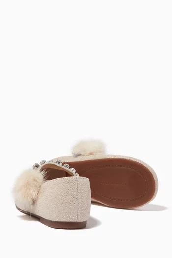Crystal-embellished Ballerina Shoes in Suede