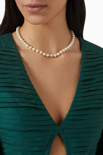 قلادة كيكو مرصعة بلؤلؤ مياه عذبة ذهب أصفر عيار 18‏