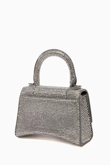 XS Hourglass Crystal-embellished Top-handle Bag in Suede