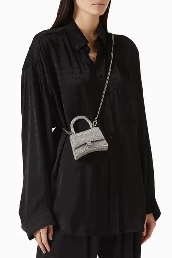 XS Hourglass Crystal-embellished Top-handle Bag in Suede