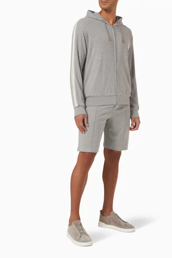 Striped Bermuda Shorts in Fleece