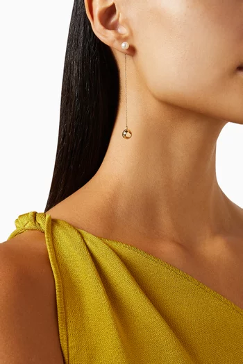 Pearl Ball Drop Earrings in 14kt Yellow Gold