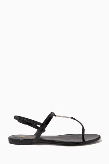 Cassandra Flat Sandals in Patent Leather