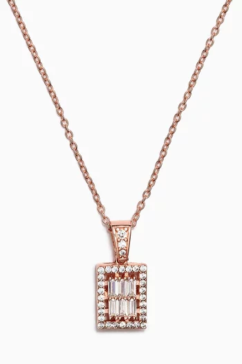 Rectangular Crystal Pendant Necklace in Sterling Silver