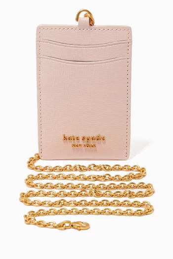 حافظة بطاقات بحمالة وشعار الماركة جلد