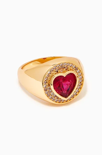 Queen of Hearts Ring in 18kt Gold-plated Brass