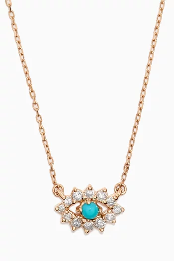Evil Eye Diamond & Turquoise Necklace in 14kt Gold