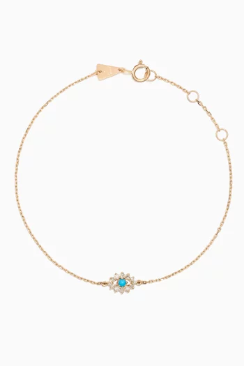 Evil Eye Diamond & Turquoise Bracelet in 14kt Gold