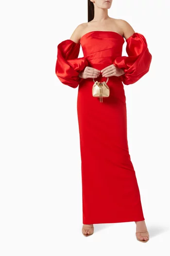 Carmen Off-shoulder Maxi Dress in Satin