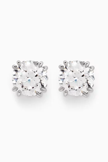 Constella Crystal Stud Earrings in Rhodium-plated Metal