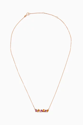 Fireworks Sparks Coloured Gemstones & Diamond Bar Necklace in 18kt Rose Gold