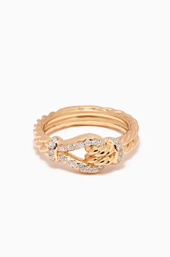 Thoroughbred Loop Ring with Pavé Diamonds in 18kt Yellow Gold