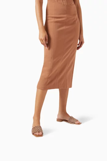 Materna Laser-cut Crystal Mule Sandals in Croc-embossed Leather