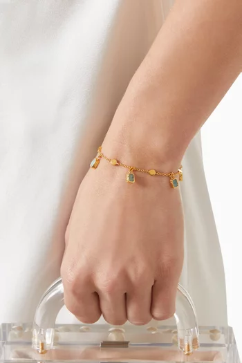 Lena Amazonite Charm Bracelet in 18kt Gold-plated Brass