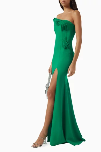 Swirling Draped Gown in Pebble Crêpe