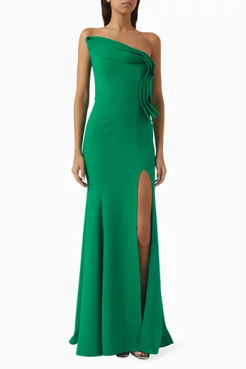Swirling Draped Gown in Pebble Crêpe