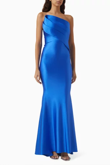 Angle-pleat Bow Gown in Lycra-jersey
