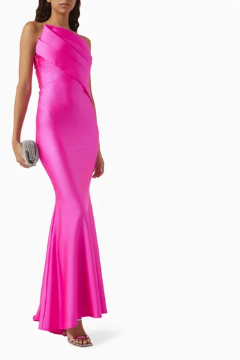 Angle-pleat Bow Gown in Lycra-jersey