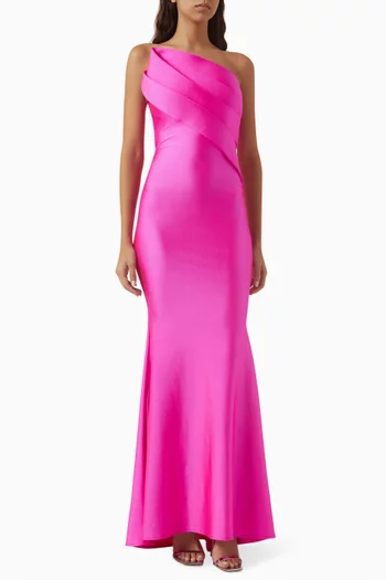 Angle-pleat Bow Gown in Lycra-jersey