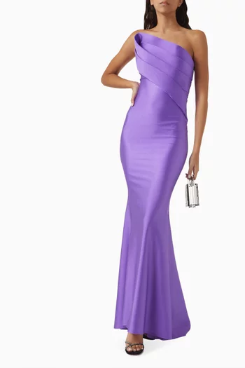 Angle-pleat Bow Gown in Lycra-jersey