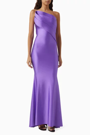 Angle-pleat Bow Gown in Lycra-jersey