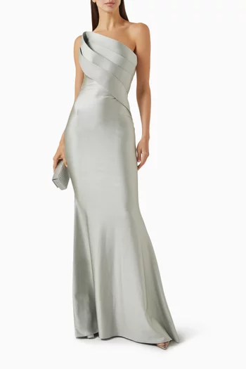 Angle-pleat Bow Gown in Lycra-jersey