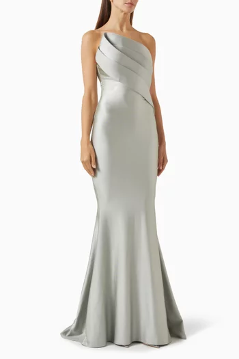 Angle-pleat Bow Gown in Lycra-jersey