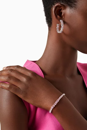 CZ Round-cut Tennis Bracelet in Rhodium-plated Brass