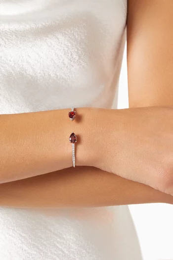 CZ Pavé Pear-cut Open Cuff in Rhodium-plated Brass