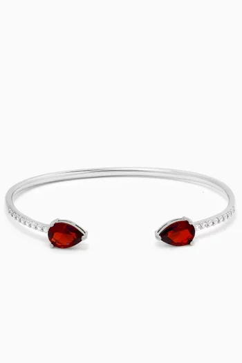 CZ Pavé Pear-cut Open Cuff in Rhodium-plated Brass