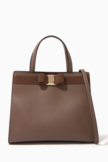 Medium Vara Bow Top-handle Bag in Leather
