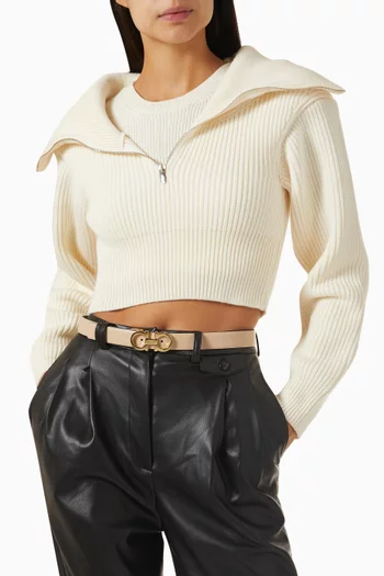 حزام جانشيني بوجهين جلد عجل مدقوق