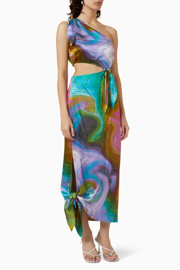 Irving Knot Midi Dress in Silk Satin