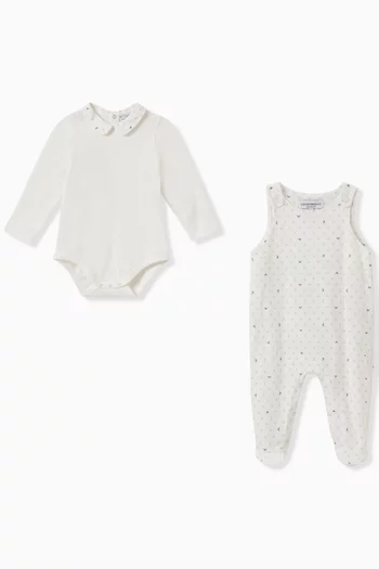 Logo Sleepsuit Set in Cotton