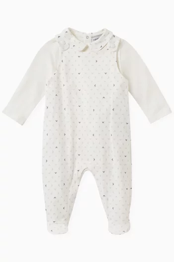 Logo Sleepsuit Set in Cotton