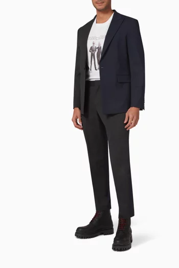 x Cara Delevingne Bi-colour Suit Pants in Wool-blend