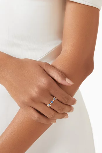 خاتم موزاييك مرصع بالماس ومطلي بالمينا ذهب أبيض عيار 18