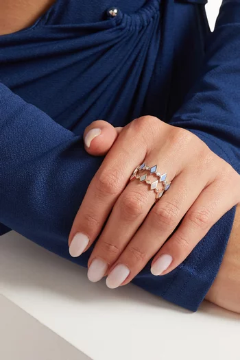 Mosaic Diamonds & Enamel Ring in 18kt White Gold