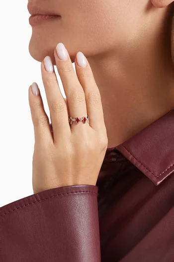 Mosaic Diamonds & Enamel Ring in 18kt White Gold