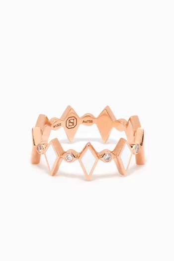 Mosaic Diamonds & Enamel Ring in 18kt Rose Gold