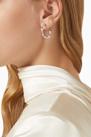 Mosaic Diamonds & Enamel Hoops in 18kt White Gold
