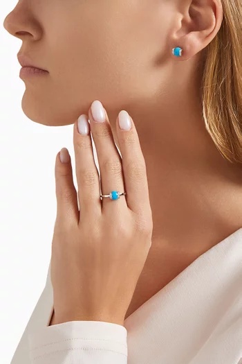 Cerith Diamond & Turquoise Studs in 18kt White Gold