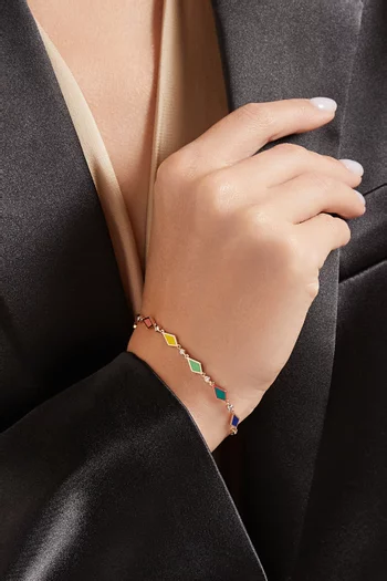 Mosaic Diamond & Enamel Bracelet in 18kt Rose Gold