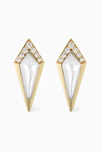 Junonia Diamond & Mother of Pearl Studs in 18kt Gold