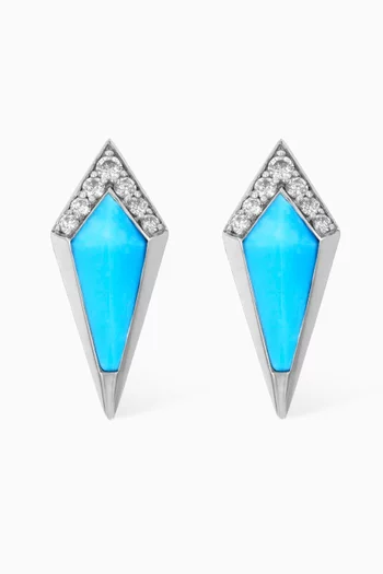 Junonia Diamond & Turquoise Studs in 18kt White Gold