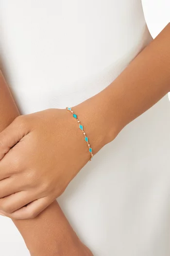 سوار موزاييك مرصع بالماس ومطلي بالمينا ذهب ‏وردي عيار 18