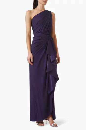 Lena Waterfall Drape Gown in Crepe
