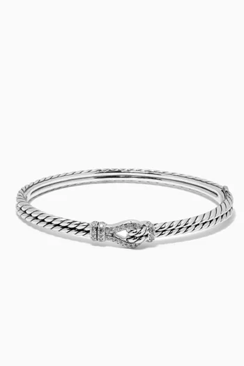 Thoroughbred Loop Bracelet with Pavé Diamonds in Sterling Silver