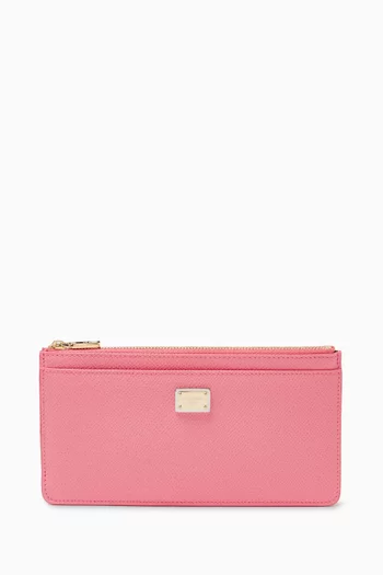 Large Card Case with DG Plate in Dauphine Leather
