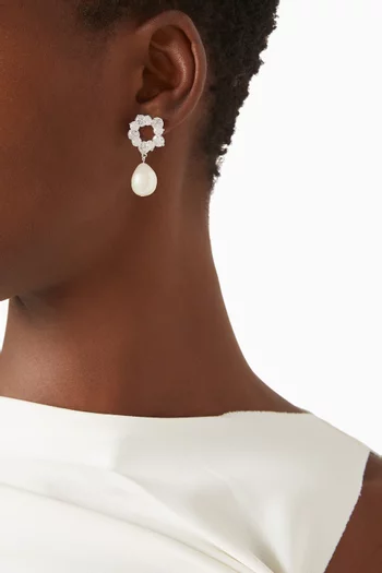 أقراط روبين نحاس مطلي بذهب أبيض عيار 18